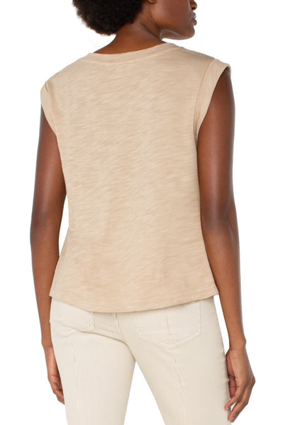 Top, Sleeveless Woven Champagne