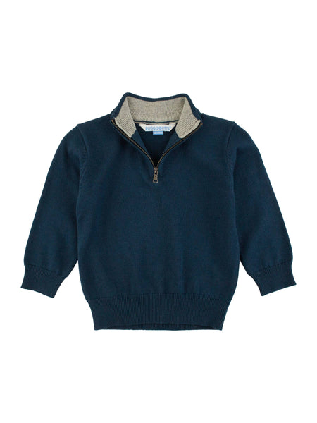 Boys, Navy 1/4-Zip Sweater