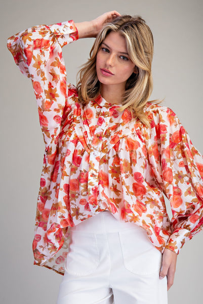 Top, Button Down Cherry