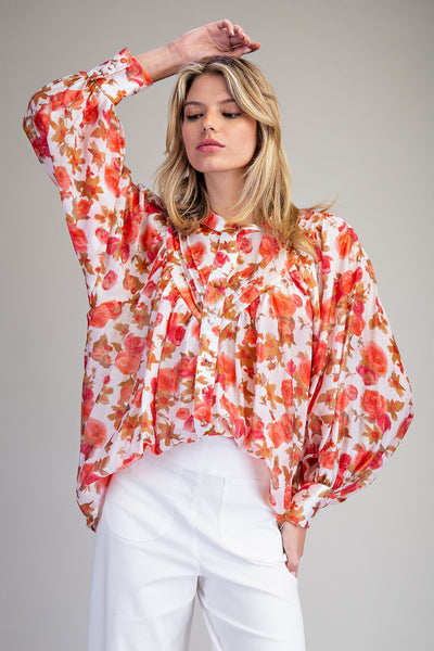 Top, Button Down Cherry