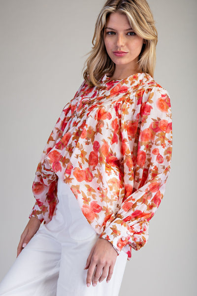 Top, Button Down Cherry
