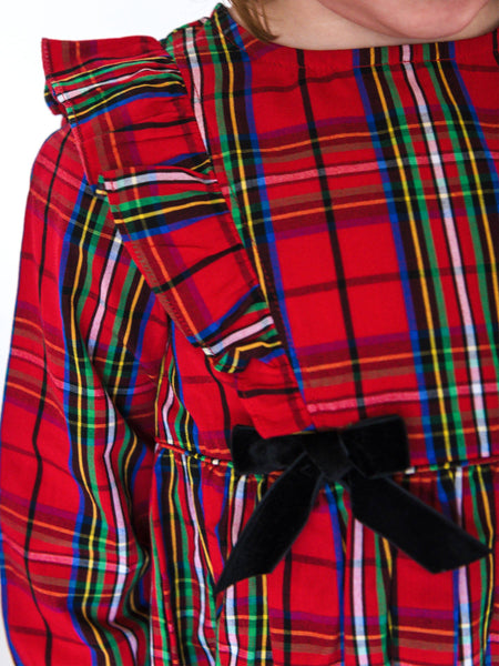 Girls, Red Plaid LS Dress