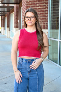 Top, Slvless Crop Sweater