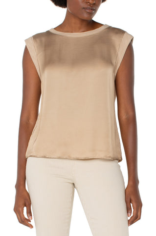 Top, Sleeveless Woven Champagne