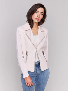 Jacket, Faux Leather/Rib Sweater