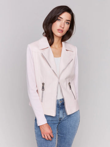 Jacket, Faux Leather/Rib Sweater