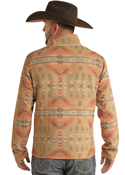 Taupe Aztec Henley Pullover