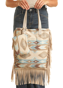 Purse, Print Bag W/Fringe