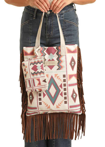 Purse, Print Bag W/Fringe