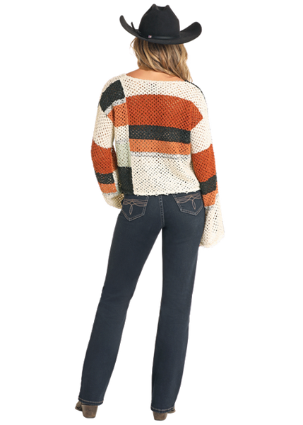 Sweater, Color Block Crop