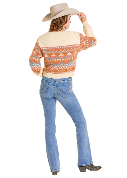 Sweater, Crop Geo Stripe