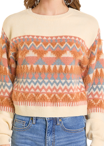 Sweater, Crop Geo Stripe