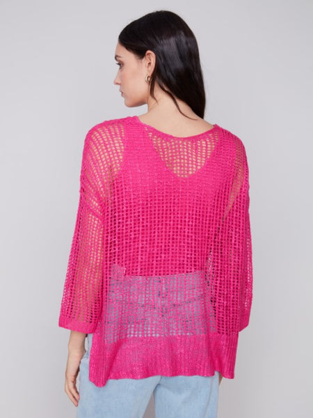 Top, Fishnet Crochet Sweater, PP