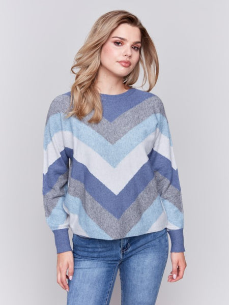 Sweater, Mitored Stripe Denim