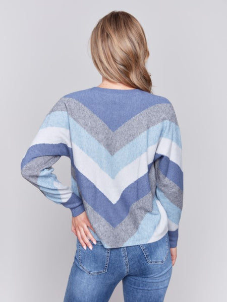 Sweater, Mitored Stripe Denim