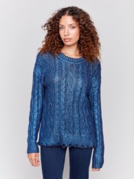 Sweater, Foil Blue Cable