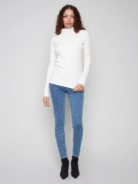 Sweater, Mock Neck Ribbed