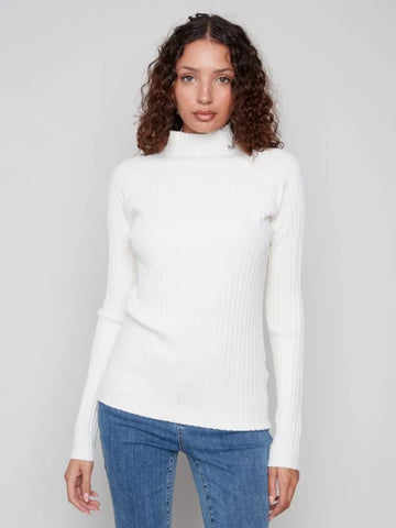 Sweater, Mock Neck Ribbed