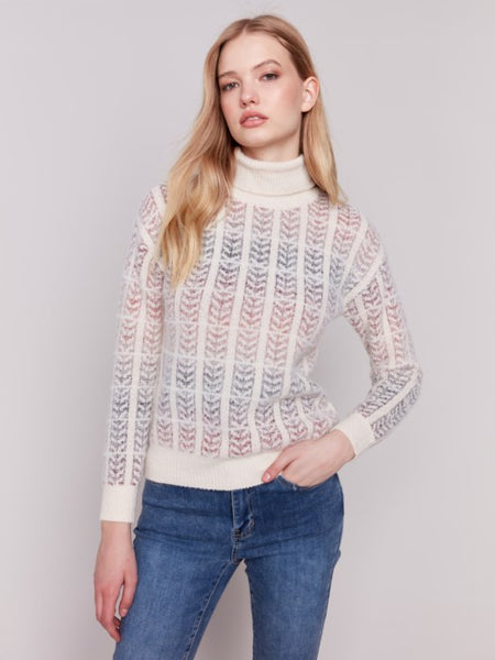 Sweater, Jacaquard Turtleneck