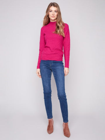Sweater, Textured Hibiscus