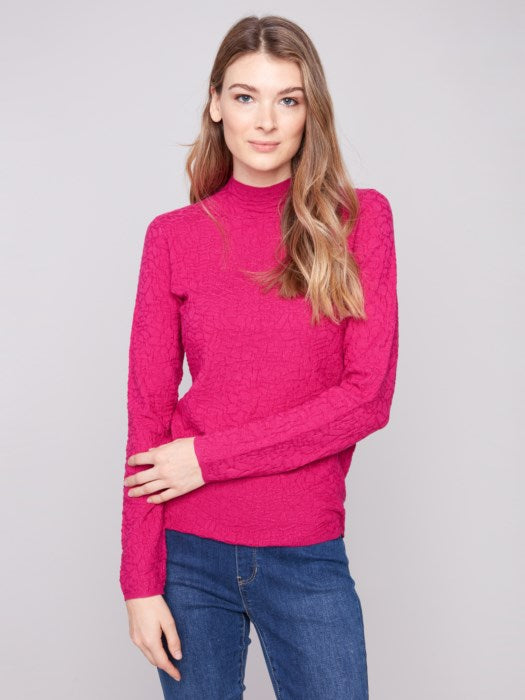 Sweater, Textured Hibiscus
