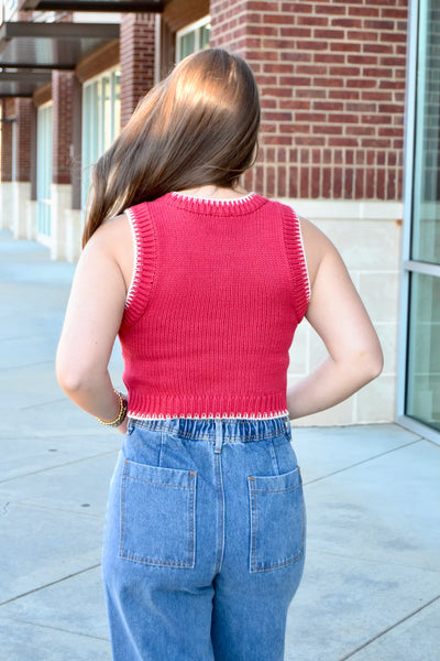 Top, Slvless Crop Sweater