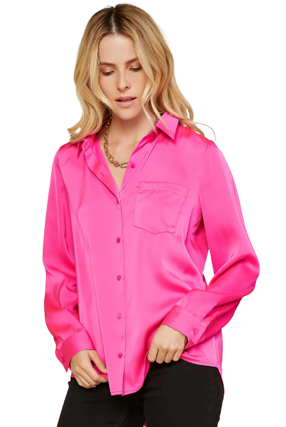 Top, Hot Pink Button Down