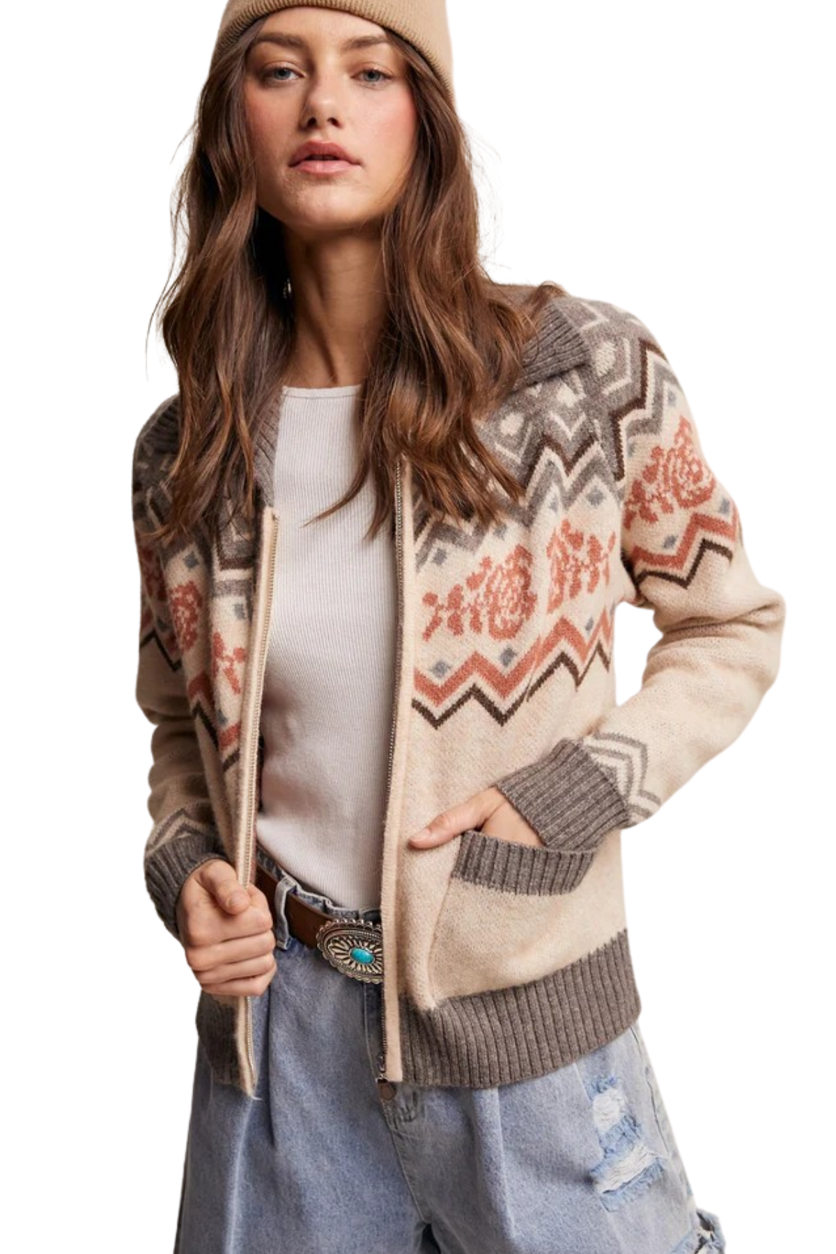Cardigan, Retro Zip-Up