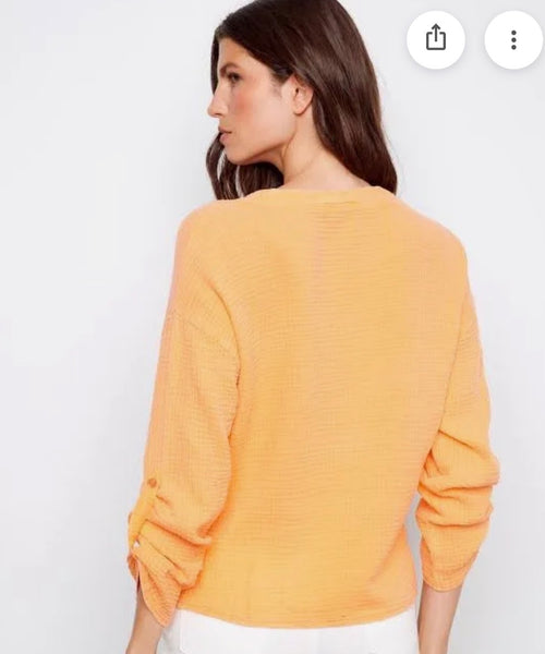 Top, Split Neck Front Knot