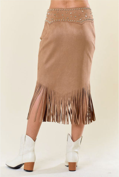 Skirt, Stud Fringe Midi