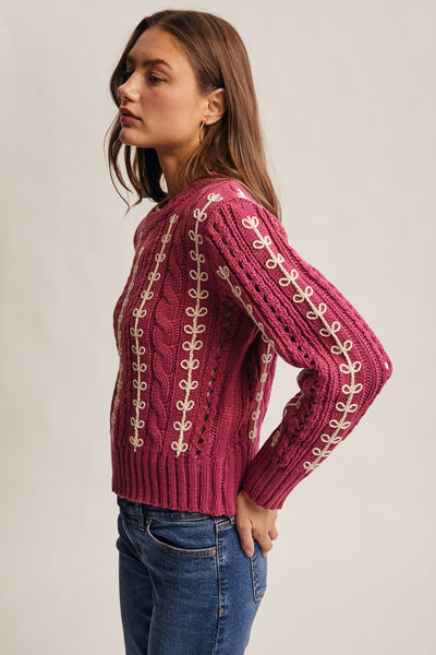 Sweater, Magenta Crochet