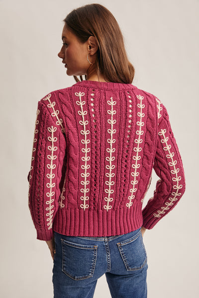 Sweater, Magenta Crochet