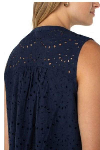 Top, Navy Pintuck Slvless