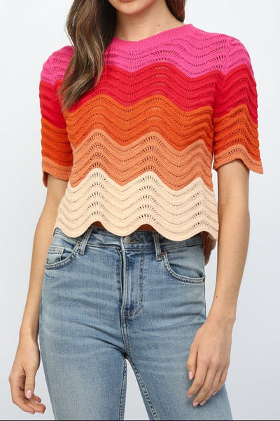 Top, Chervron Fuschia Multi
