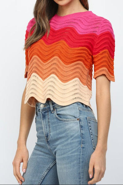 Top, Chervron Fuschia Multi