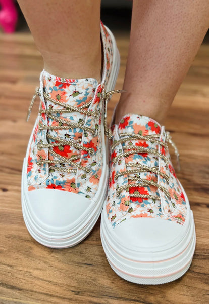 Shoe, Aman Floral Peach