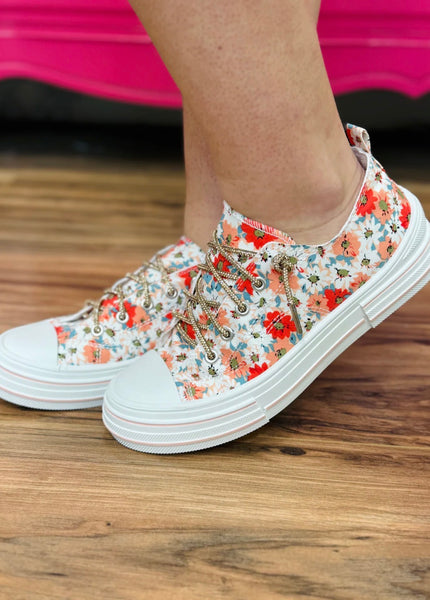 Shoe, Aman Floral Peach