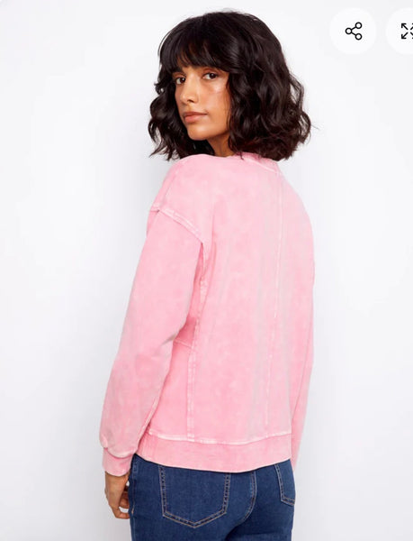 Sweatshirt, LS Flower Applique