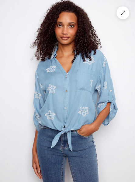 Top, 3/4 Slv Embroider