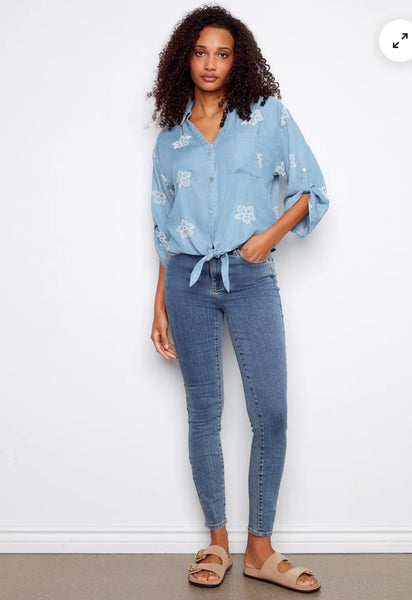 Top, 3/4 Slv Embroider