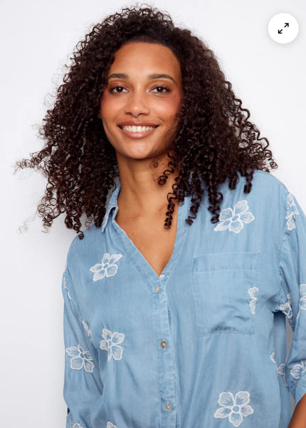 Top, 3/4 Slv Embroider