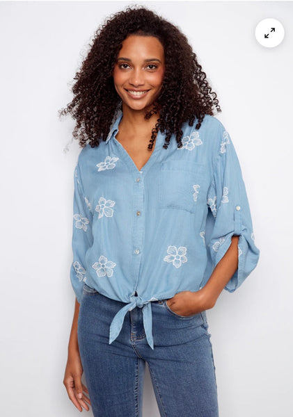 Top, 3/4 Slv Embroider