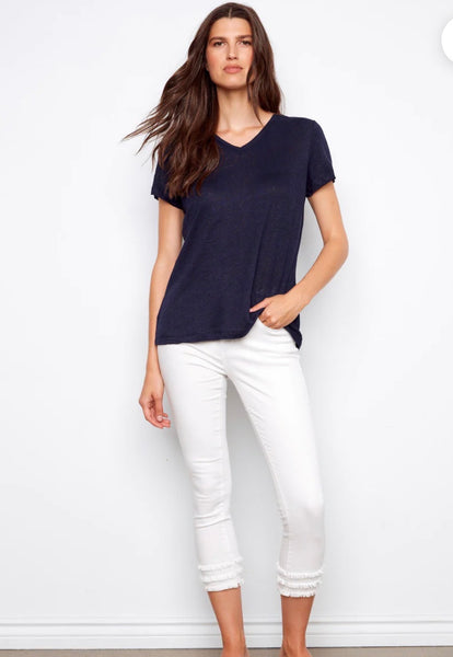 Top, Knit V-Neck Tee