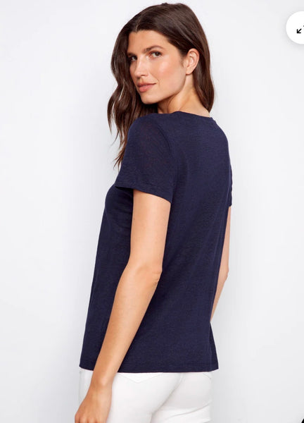 Top, Knit V-Neck Tee