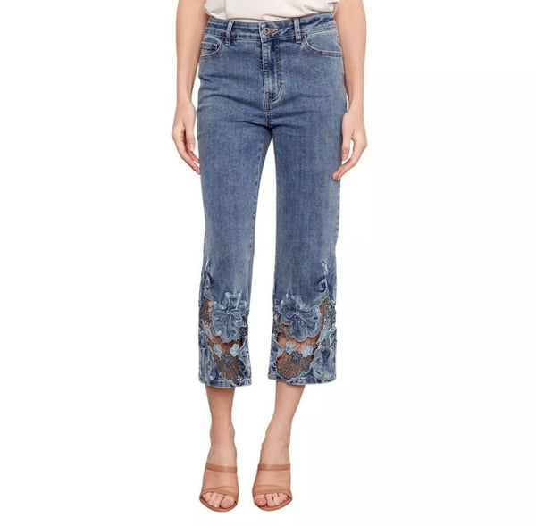Pant, Crop Laser Cut Embroider
