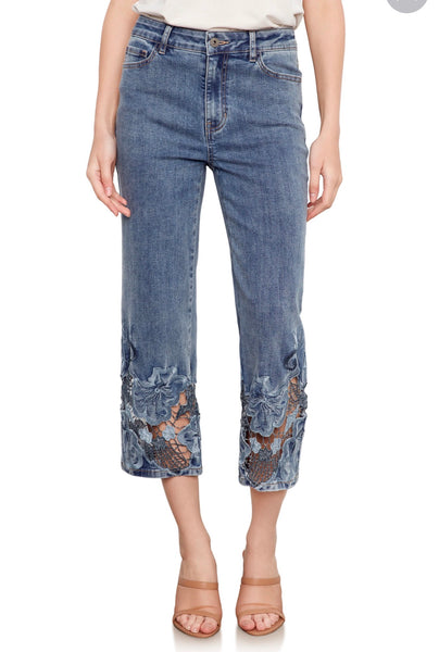 Pant, Crop Laser Cut Embroider