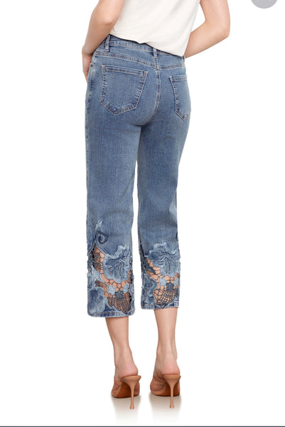Pant, Crop Laser Cut Embroider