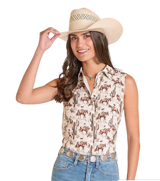 Top, Desert Print Slvless