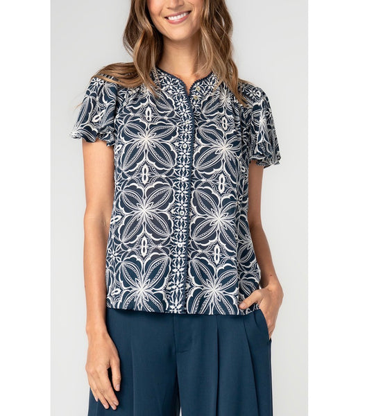 Top, Flutter Mix Print
