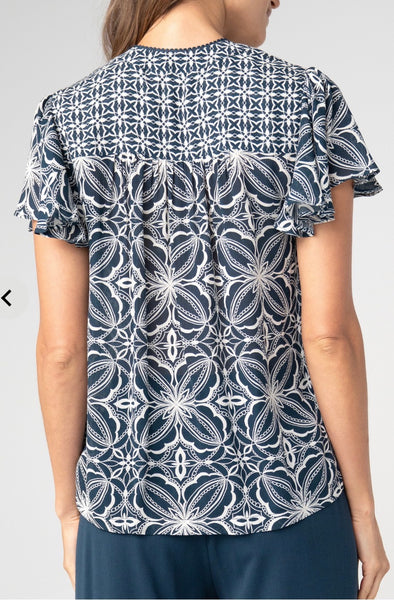 Top, Flutter Mix Print